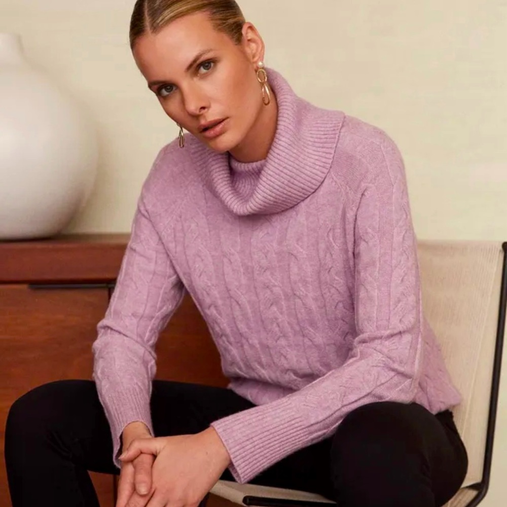 Melanie Lyne Cable Knit sweater pastel purple